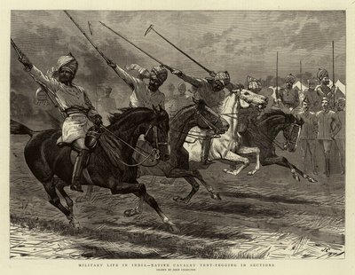 Military Life in India, Native Cavalry Tent-Pegging in Sections by John Charlton